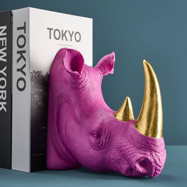 S/2 Serre-livres Rhinocéros, Magenta, 39,5 x 14,2 x 20,5 cm