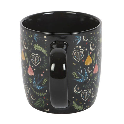 Mug à motif floral folk noir Midnight Bloom