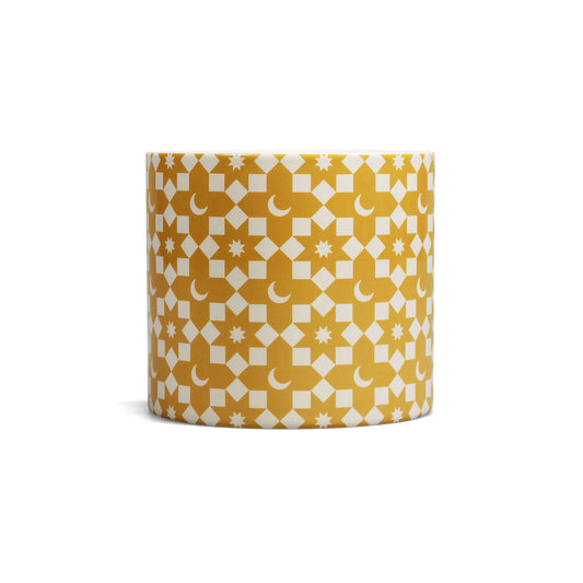 Ceramic flower pot tiles, yellow crescent moon pattern