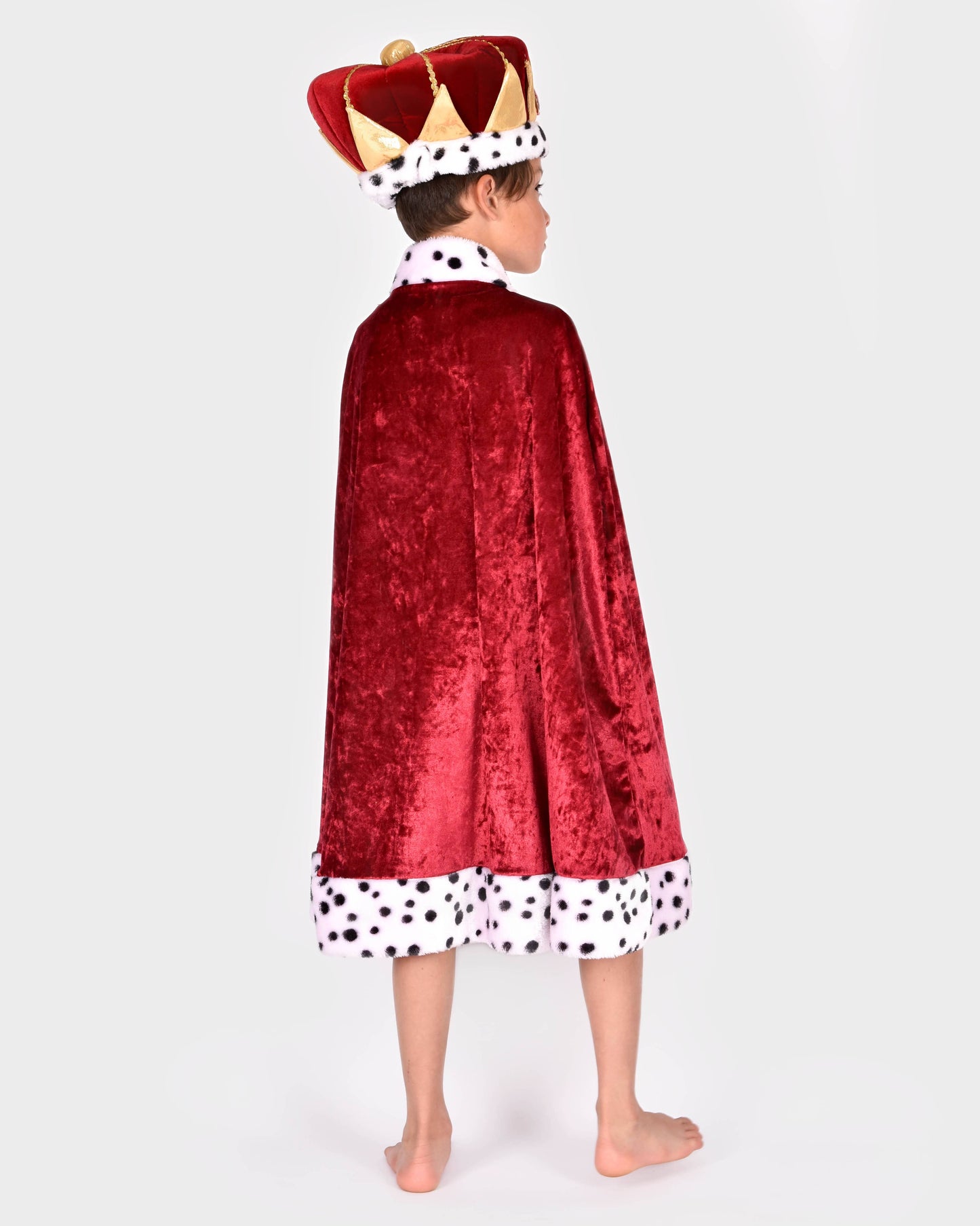 Red velvet king's cape for children aged 4-8 years, sizes 98-128 cm