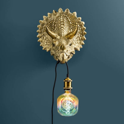 Triceratops Cera Gold wall light, resin, 31.5 x 28.5 cm