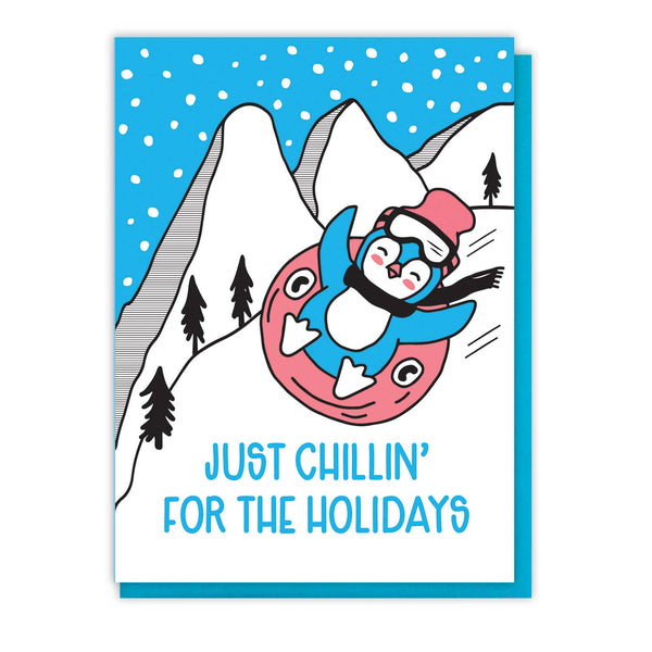 Penguin greeting card "Just Chillin' for the Holidays"
