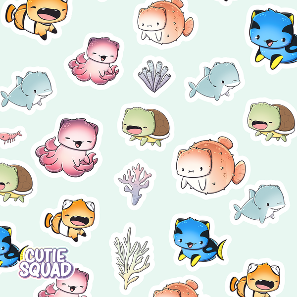 Planches d'autocollants Poisson-chat
