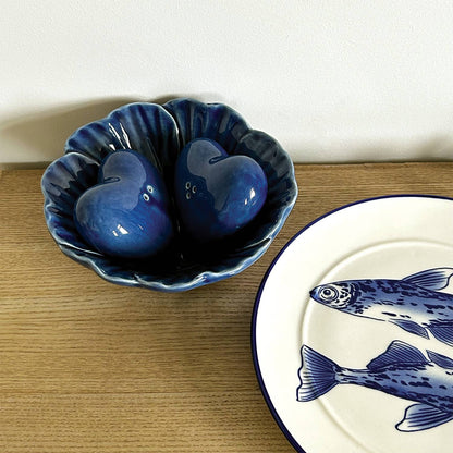 Blue heart salt and pepper set L7 W6.5 H2cm