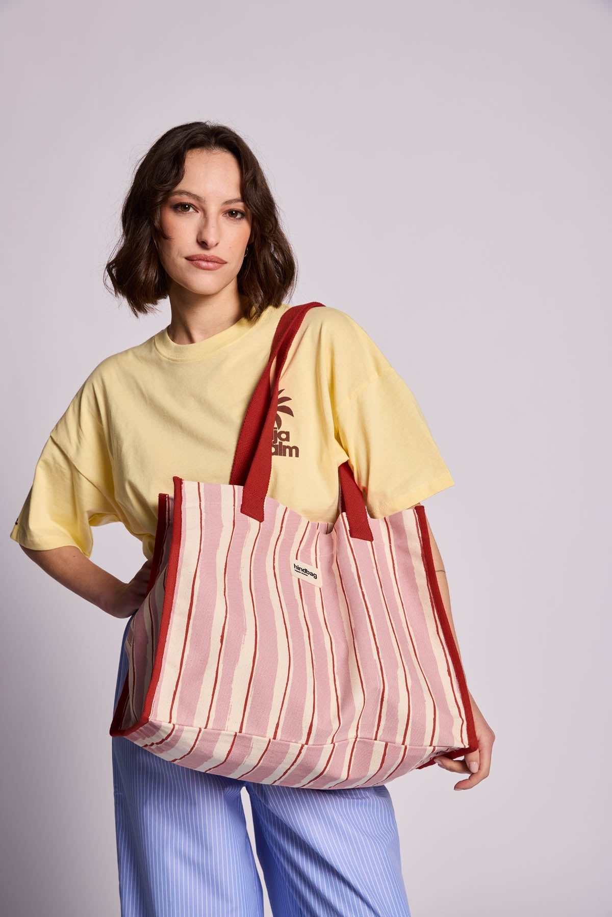Sac cabas Claude Rayures rouge et rose