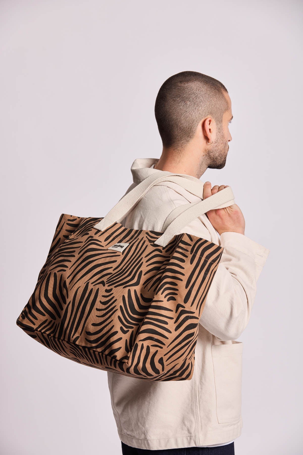 Sac cabas Claude Zèbre cannelle