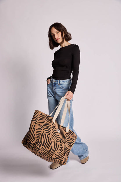Sac cabas Claude Zèbre cannelle
