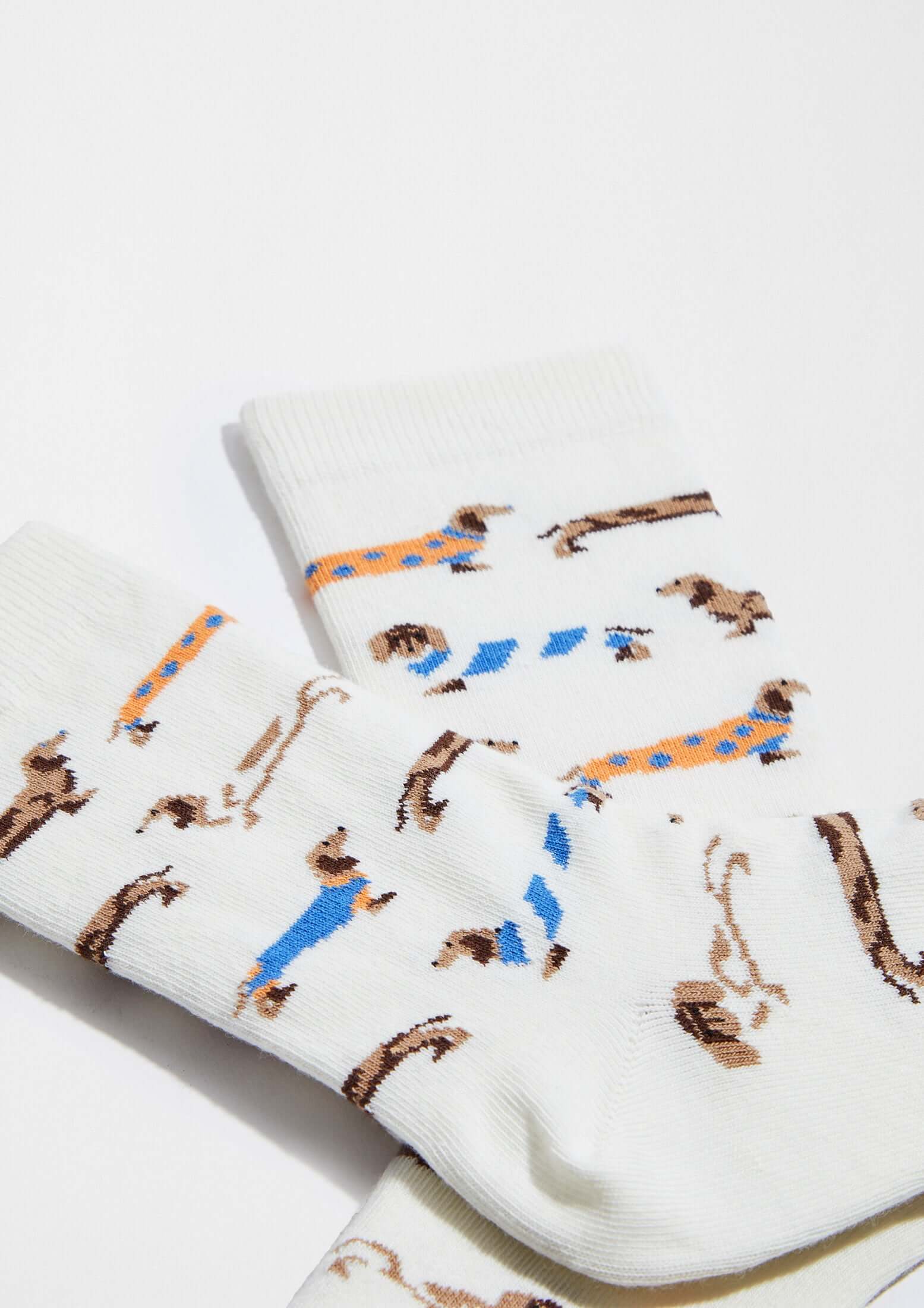 Chaussettes BePets Teckels Blanc Cassé