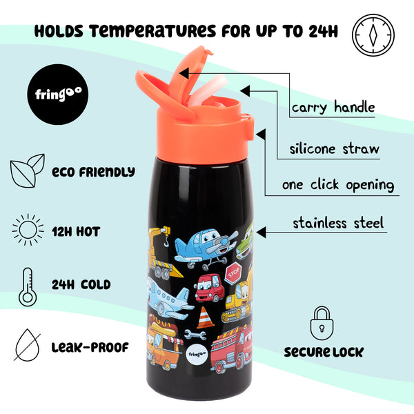 Gourde en acier inoxydable avec paille – acier inoxydable Bottle 350ml – Cars World