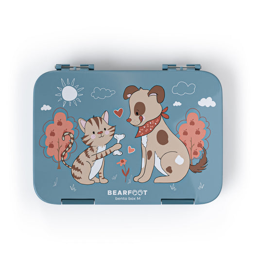 Kids' Lunch Box with Compartments, Lunchbox - Dog&Cat Blue