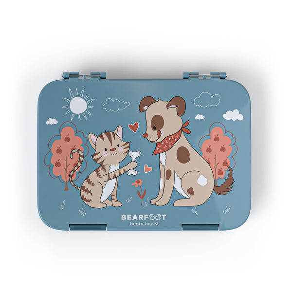 Kids' Lunch Box with Compartments, Lunchbox - Dog&Cat Blue