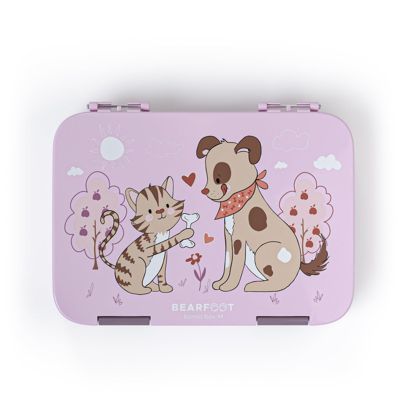 Kids lunch box with compartments, lunchbox - Dog&Cat purple