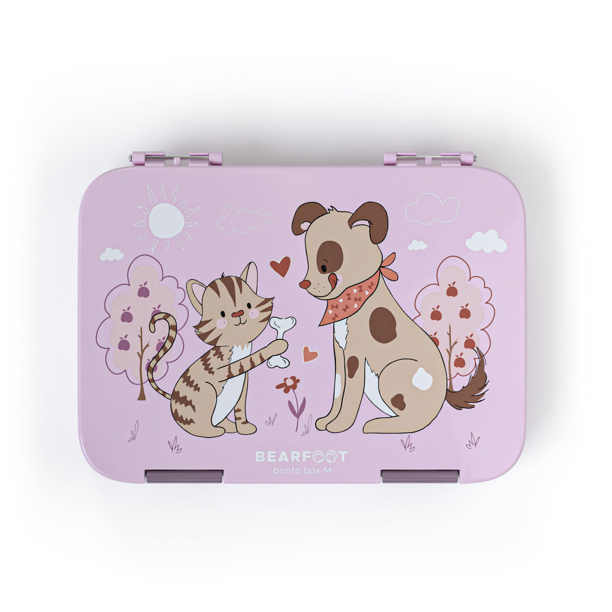 Kids lunch box with compartments, lunchbox - Dog&Cat purple