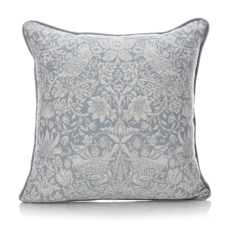 Cuscino azzurro chiaro "Ladro di fragole" di William Morris