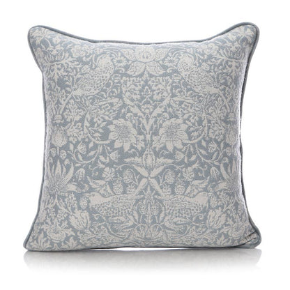 Cuscino azzurro chiaro "Ladro di fragole" di William Morris