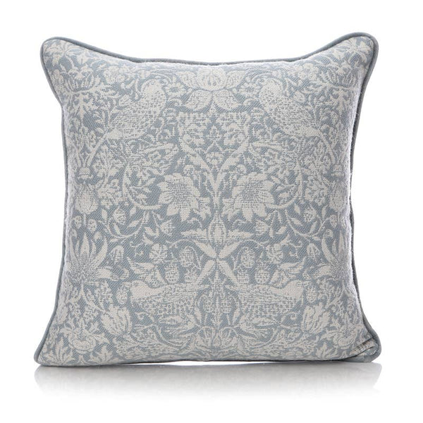 Coussin William Morris - Strawberry Thief bleu clair