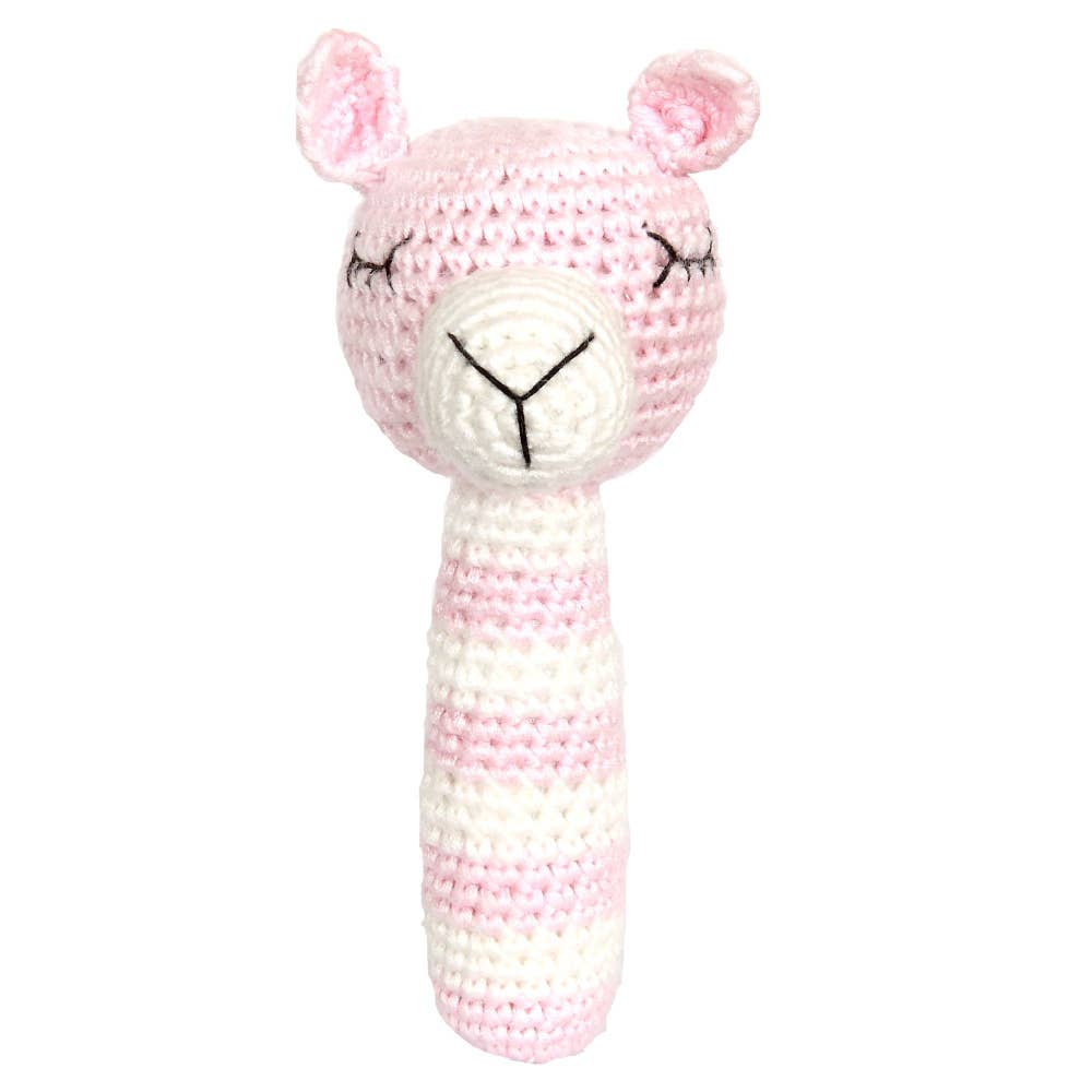 Crochet llama rattle - light pink