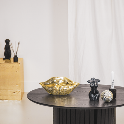 Ornament - Disco - Lips - Glass - Gold - 29x10x13.5cm