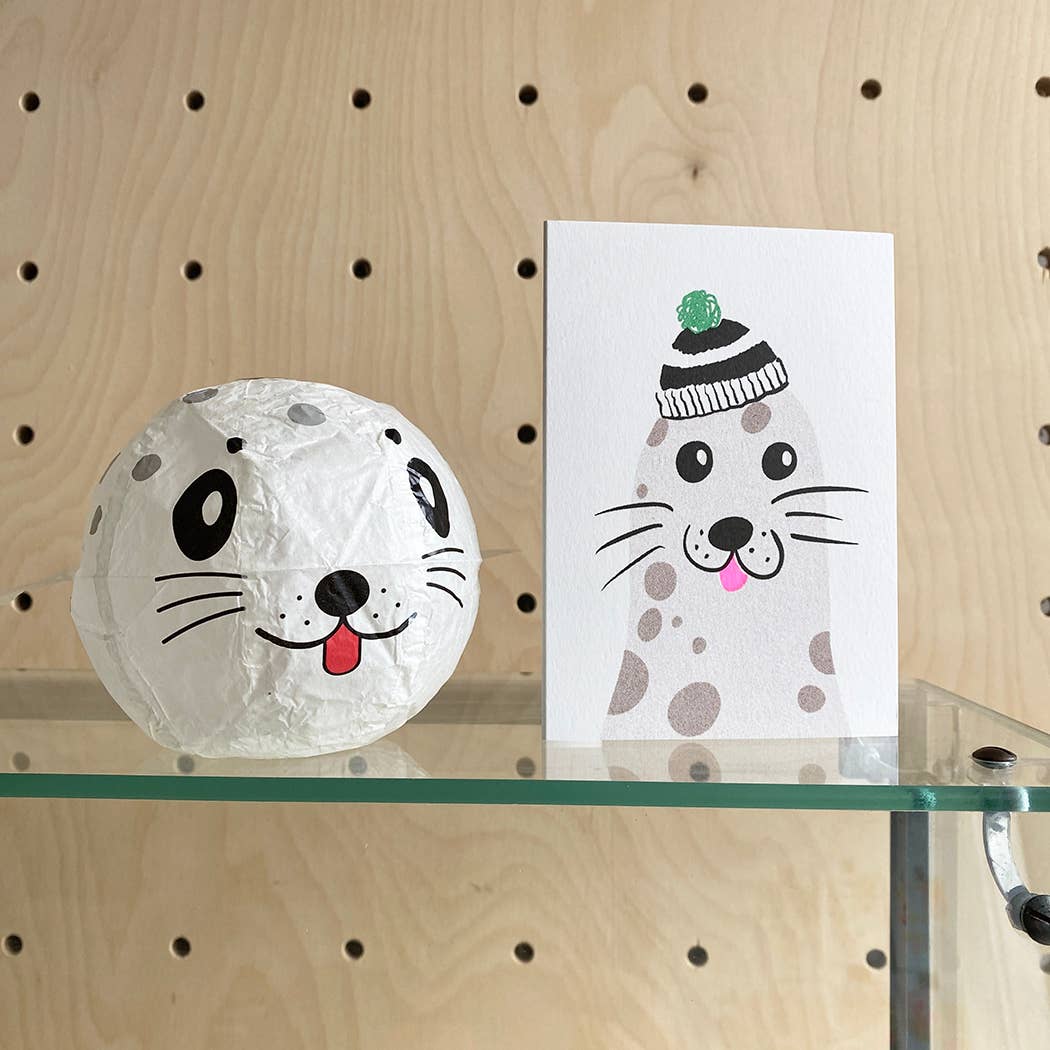 Carte avec Ballon Japonais en Papier - Phoque
