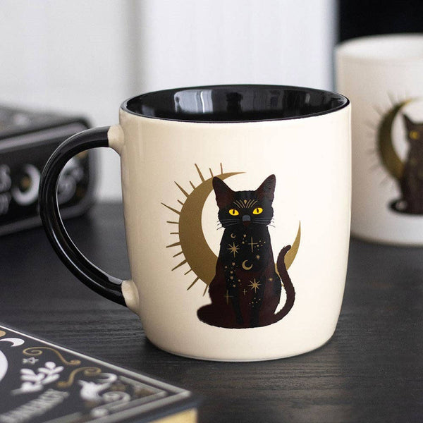 Magical black cat sitting mug