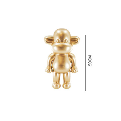 Ornament - Monkey Figurine 'The Legend' - Polyresin - Gold - 33x21x50cm
