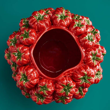 Tomato Vase, Red Stoneware, 33.5 x 32 x 33 cm Handmade