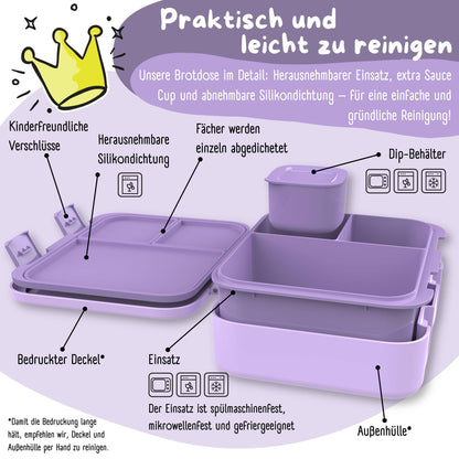 Compartmentalized, leakproof lunch box - Purple Mermaid