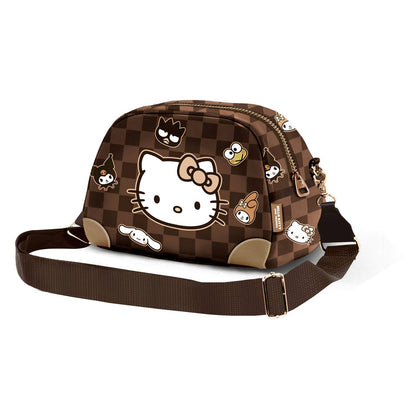 Sac à Bandoulière Bowling Lite Hello Kitty « Squares » – Brun