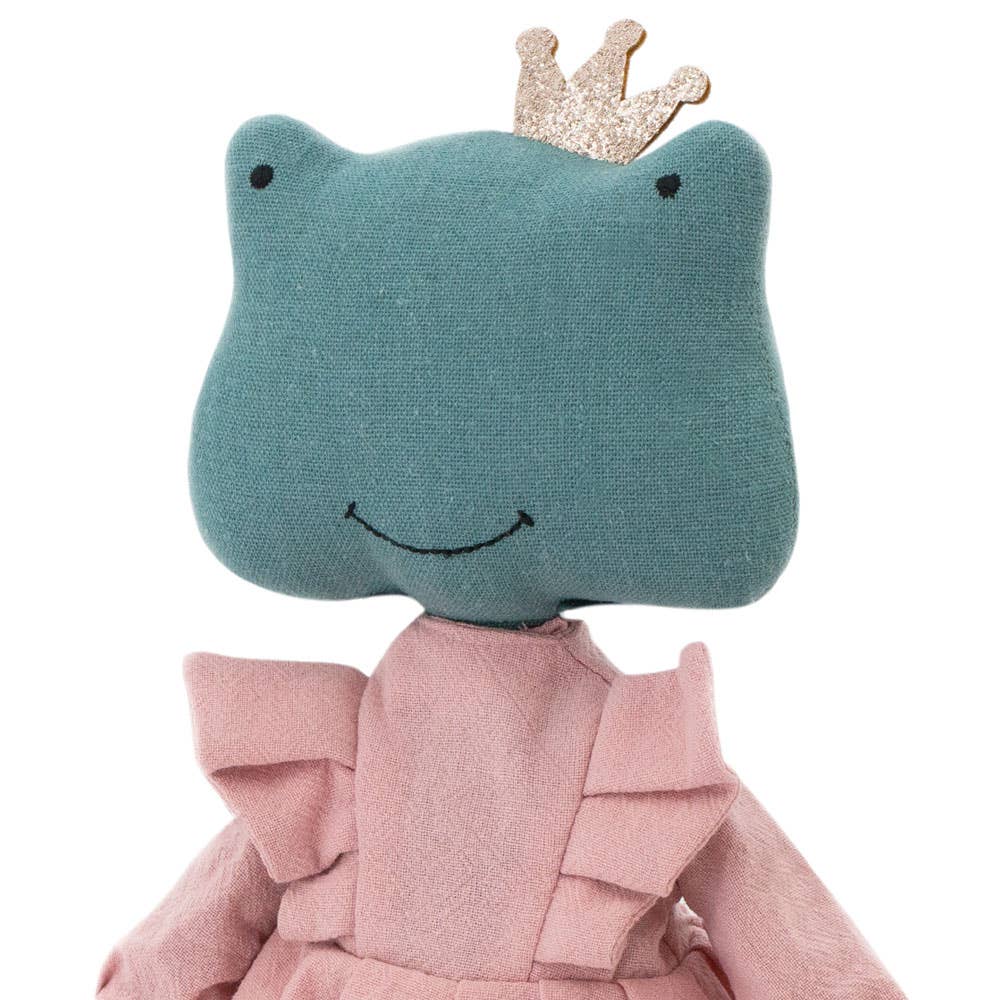 Peluche en coton Fiona la grenouille robe rose - 29 cm - 0+