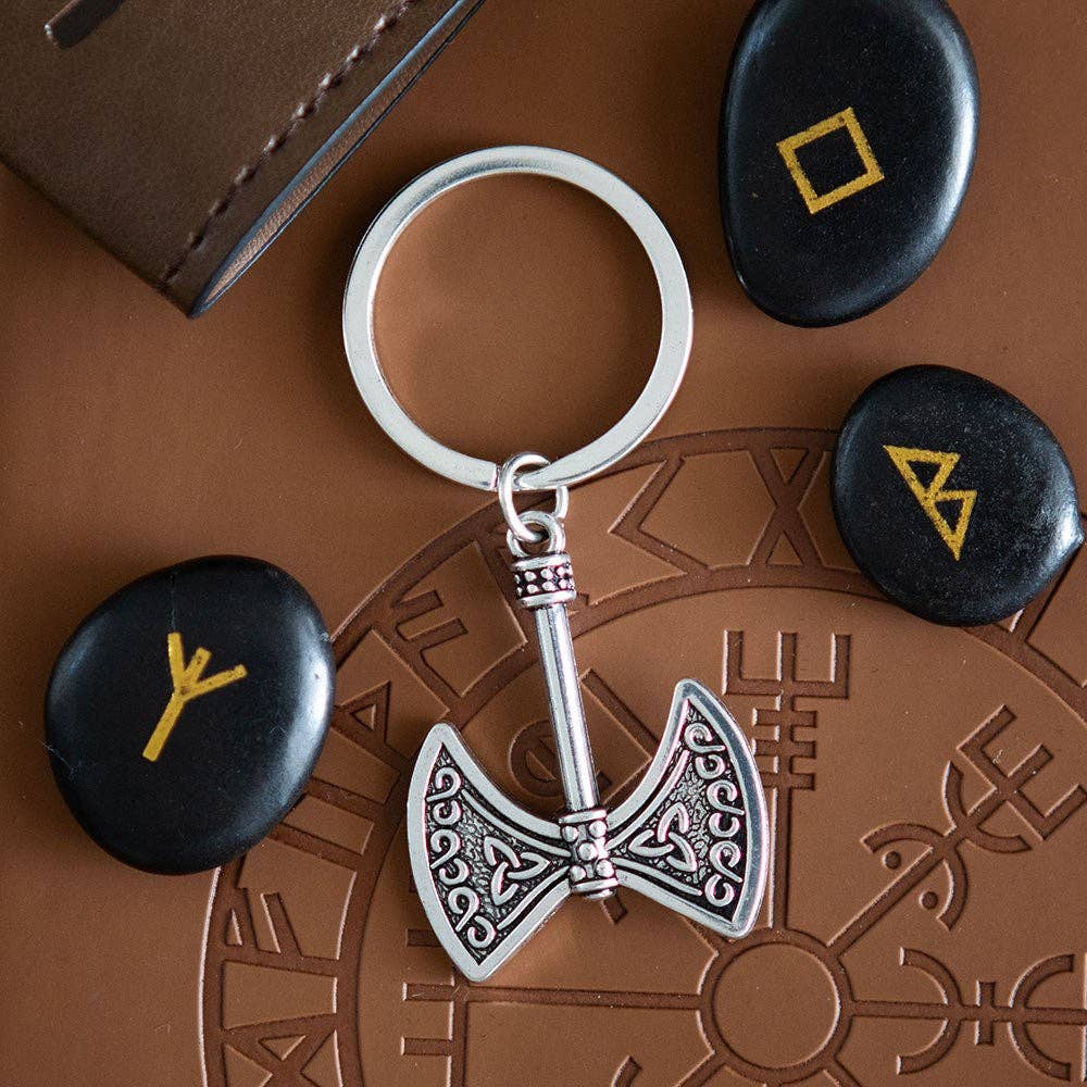 Porte-clés hache de force et de puissance de la vaillance viking