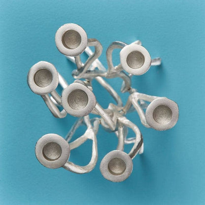 Roots Candlestick Silver, Aluminum, 25 x 22 x 63.5 cm