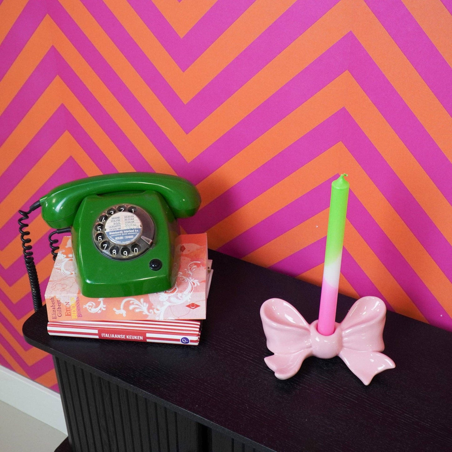 Candlestick - Knot - Ceramic - Pink - 18x9x7 cm