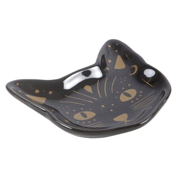 Black cat head trinket dish