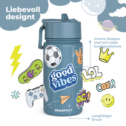 Thermo Kids' Stainless Steel Water Bottle - Purple Sticker