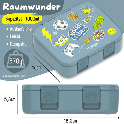 BEARFOOT Bento Box COMPACT with Compartments - Blue Sticker