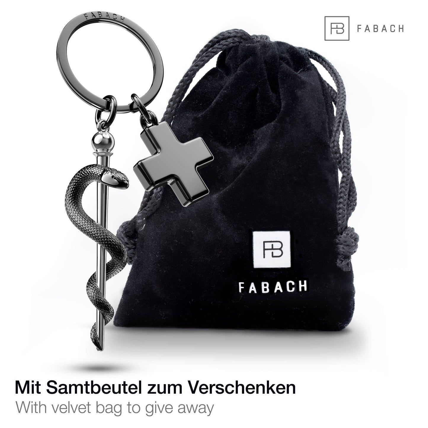 Porte-clés Bâton d'Esculape avec croix médicale