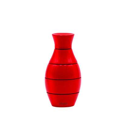"Vase" spice mill in red lacquered beech
