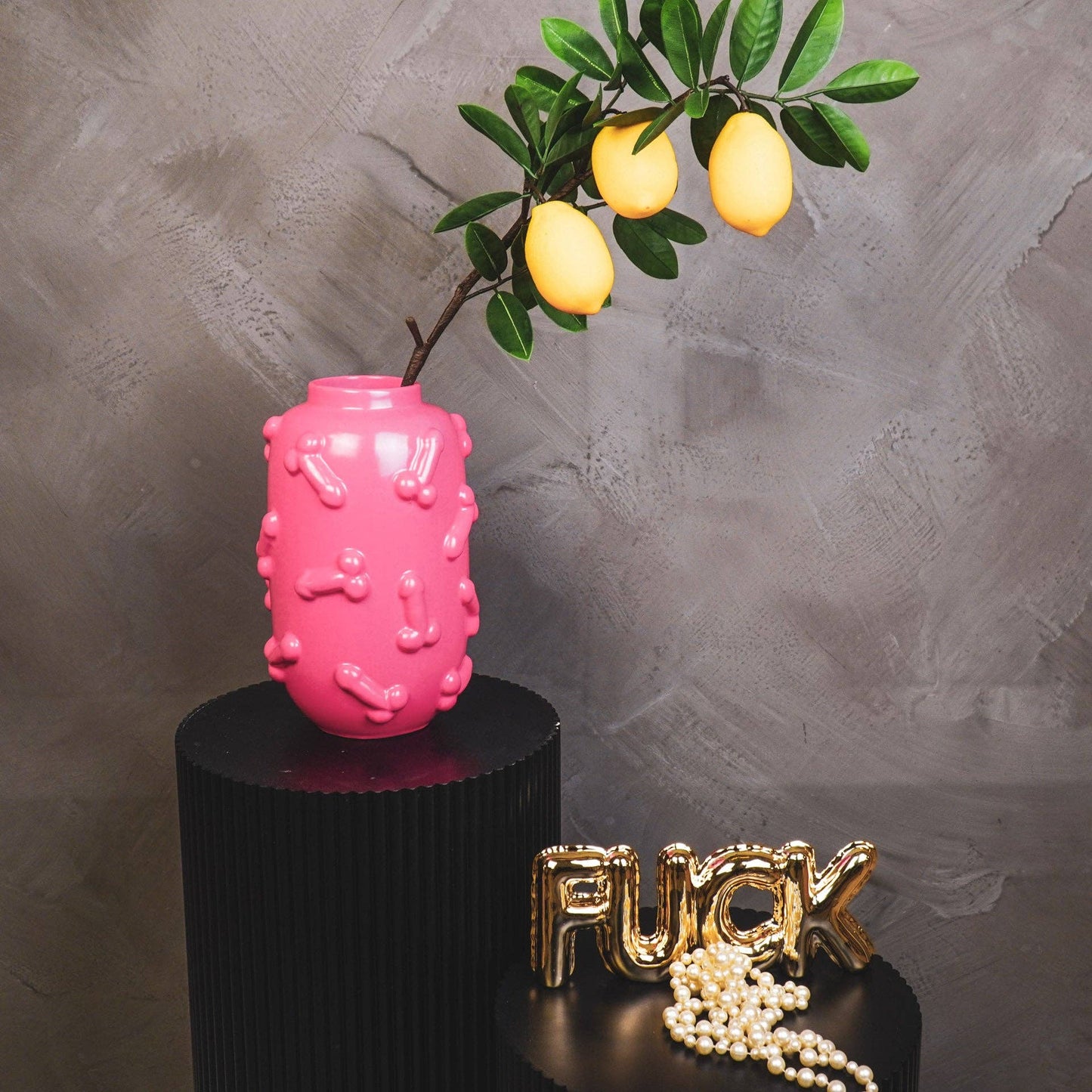Vase - Dick - Céramique - Rose - 17x17x27cm