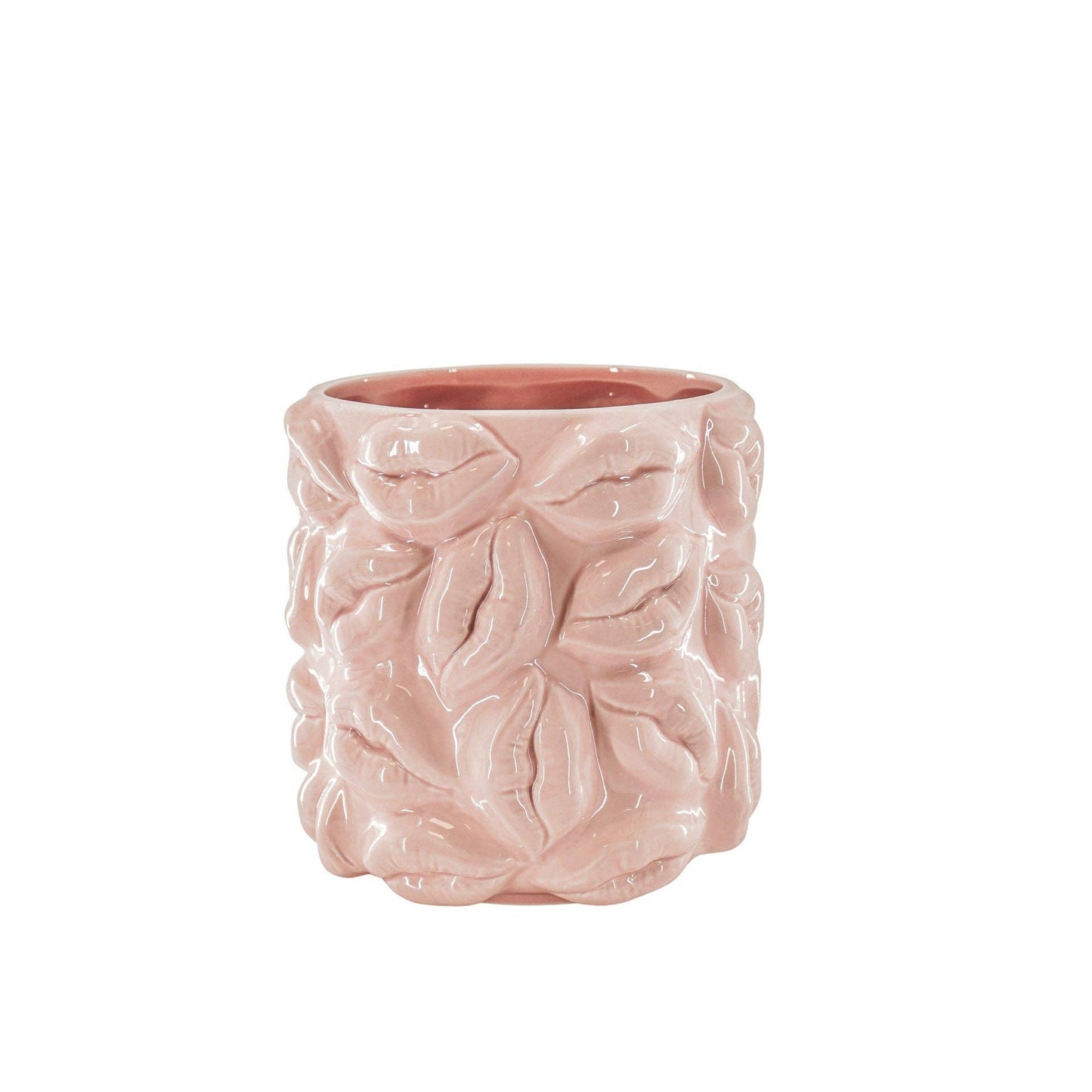 Pot - Bisous - Céramique - Rose clair - 17,5x17,5x17,5cm