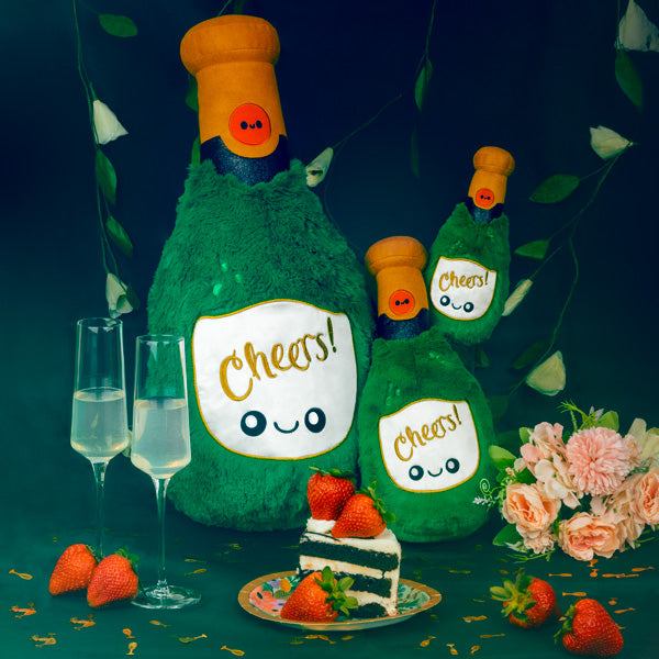Peluche Boozy Buds Squishable – Bouteille de Champagne