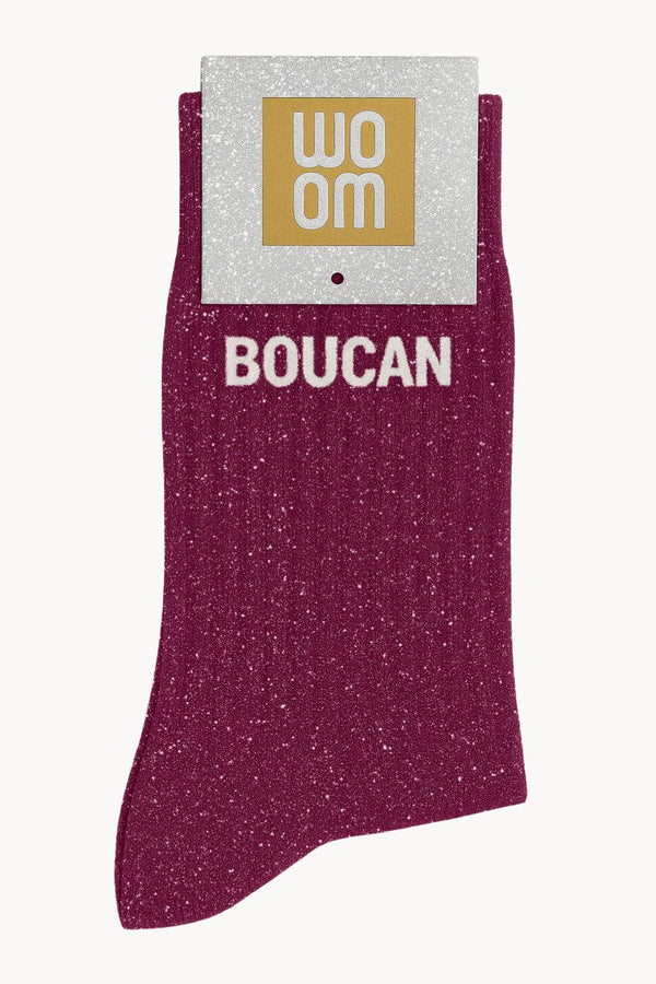 "Boucan" Sequin Message Socks - Purple