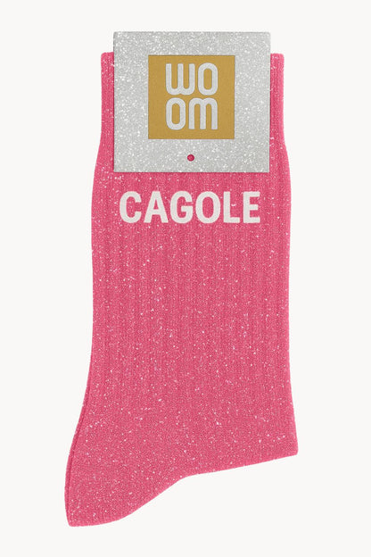 "Cagole" Sequin Socks - Fuchsia