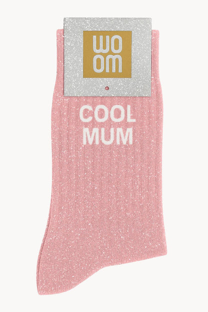 "Cool Mum" Sequin Socks - Pink