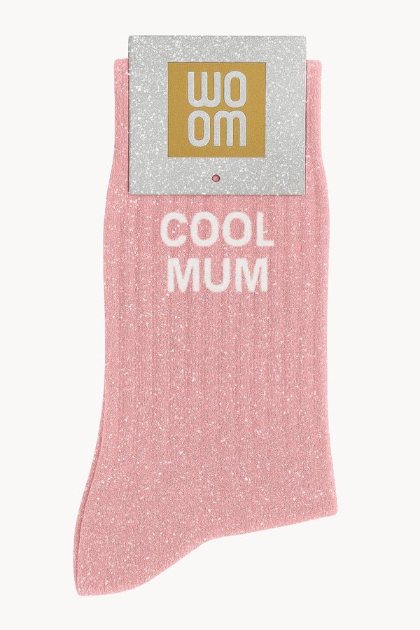 "Cool Mum" Sequin Socks - Pink