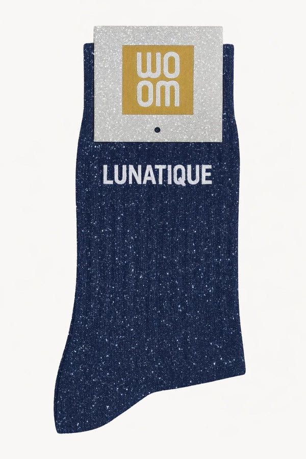 "Moody" Sequin Message Socks - Navy