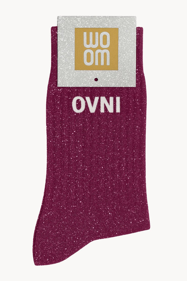 "UFO" Sequin Message Socks - Purple