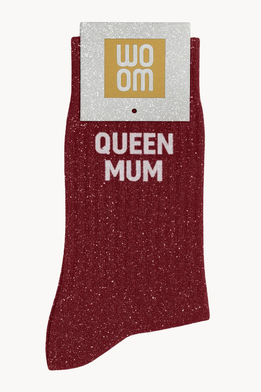 "Queen Mum" Sequin Message Socks - Cherry Pop