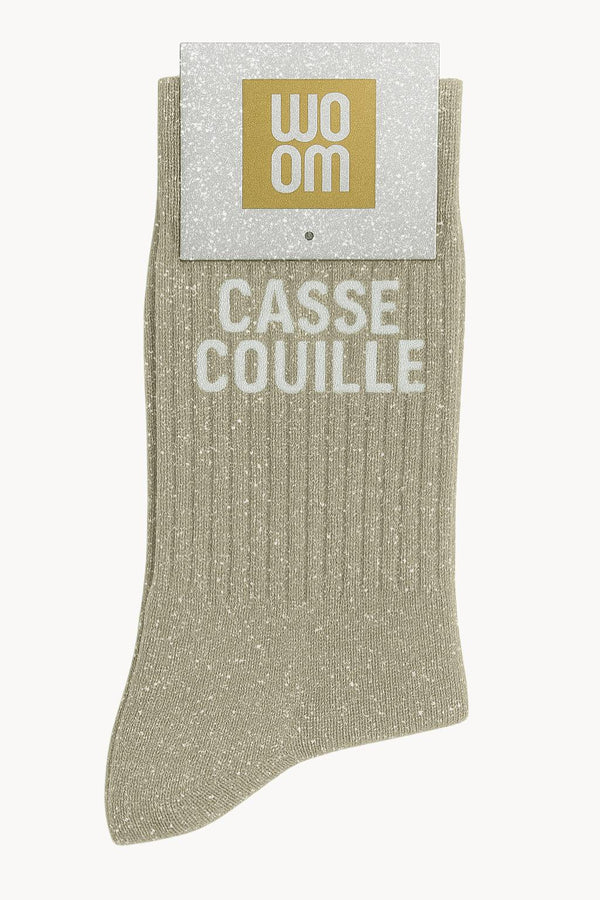 "Pain in the Ass" Glitter Socks - Beige