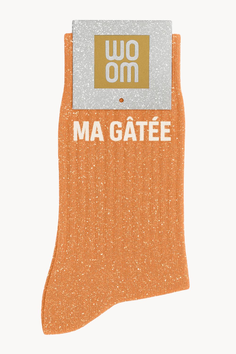 Glitter Message Socks "My Spoiled One" - Orange