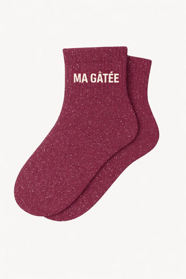 "MA GÂTÉE" Glitter Ankle Socks - Purple